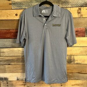Russell‎ Raiders Dark Gray And White Stripe Polo Size Small